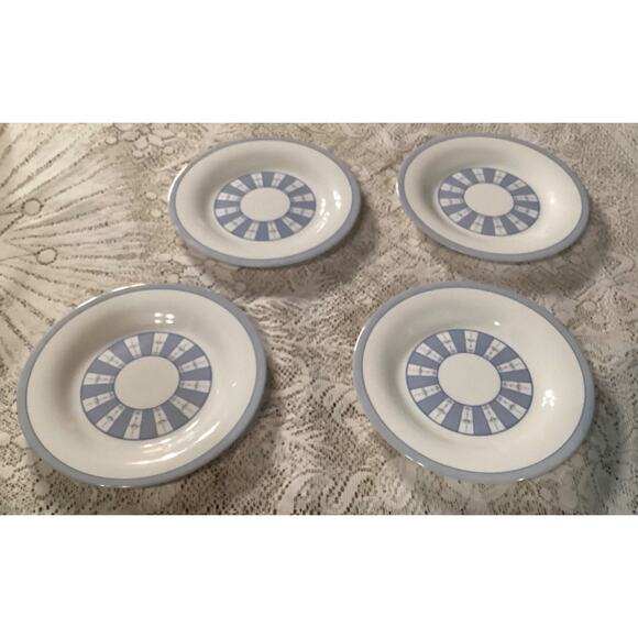 Set of 4 Martha Stewart Everyday Garden Trellis 7.75” Salad Plates Blue White - Picture 3 of 9